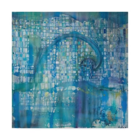 Zwart 'Blue Wave Grid' Canvas Art,14x14